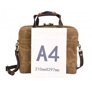 AT5 WAXMultifunktion™  3in1 Canvas Businesstasche Laptoptasche Aktentasche für Damen Herren / Canvas mit leder - khaki